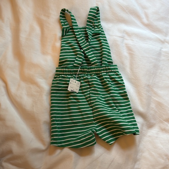 Baby Boden Green Striped Baby Overalls with T-Shirt set size 12-18M - Picture 3 of 5